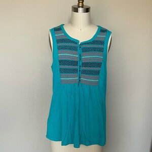 Maeve Turquoise Smocked Tank, size M